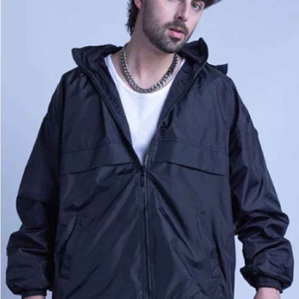 Vos Sportswear Black Nylon Unlined Zipper Hoodie in size 2XL.